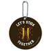 Let's Stick Together Walking Bugs Love Funny Humor Round Luggage ID Tag Card Suitcase Carry-On