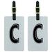 Letter C Initial Sprinkles Black White Luggage Tags Suitcase ID, Set of 2