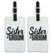 Sister of the Groom Wedding Luggage ID Tags Suitcase Carry-On Cards - Set of 2