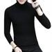 Gueuusu Men Solid Color Sweater Autumn and Winter Adults Long Sleeve High Collar Pullover