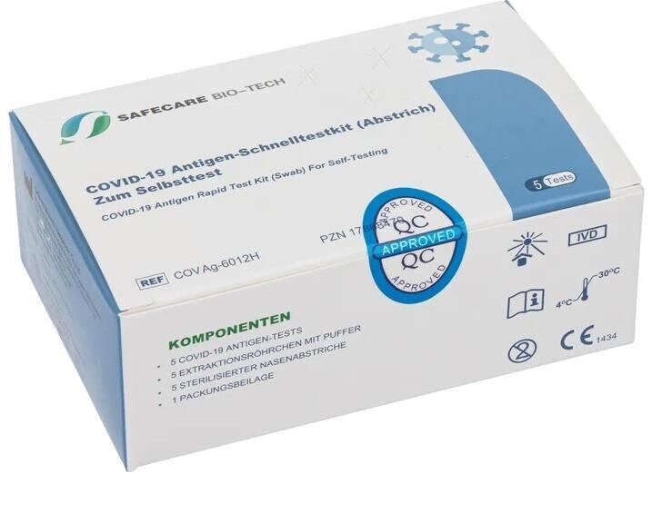 25x Safecare BIO-TECH Antigen-Nasal Laien-Schnelltests (Selbsttests) CE-Zertifiziert (5er Verpackung) Image