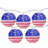 Northlight Seasonal 10-Count American Flag 4th of July Paper Lantern Lights 8.5ft White Wire in Indigo | 3 H x 138 D in | Wayfair