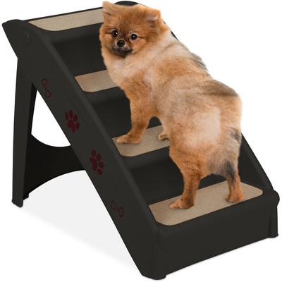 Hundetreppe 4 Stufen, kleine & große Hunde, Bett & Couch, Auto, Tiertreppe, HxBxT: 49 x 39 x 61 cm,