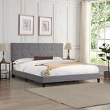 Red Barrel Studio® Queen Size Platform Bed Frame Upholstered/Metal in Gray/Black | 45 H x 80.12 W x 87 D in | Wayfair