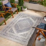 Opportunity 6'7" x 9' Outdoor Farmhouse Moroccan Natural Gray/Charcoal/Gray/Dark Gray/Multi Brown/Blue/Navy/Off White/Pale Blue/Tan/Taupe Outdoor Area Rug - Hauteloom