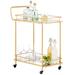 mDesign Bar Cart Glass/Steel in Yellow | 33.46 H x 27.17 W x 14.96 D in | Wayfair 18854MDHS