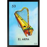 Trinx 53 El Arpa Harp Loteria Card Mexican Bingo Lottery Matted Framed Art Print Wall Decor 20X26 Inch - Picture Frame Print Paper | Wayfair