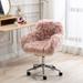 Modern Faux Fur Home Office Chair, Fluffy Chair For Girls, Makeup Vanity Chair, Pink