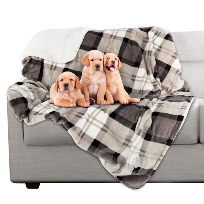 Pet Adobe Waterproof Pet Throw Blanket, 60" L X 50" W X 0.2" H, Gray Plaid