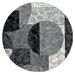 MDA Home Crystal 5' Round Abstract Fabric Area Rug in Cream/Gray - MDA Rugs CT0855