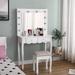 Rosdorf Park Vanity Set w/ Lighted Mirror Cushioned Stool Dressing Table Makeup Table in White, Size 55.0 H x 32.0 W x 16.0 D in | Wayfair