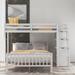 Solid Pine Twin over Full Bunk Bed with Guardrails, Ladder with 3 Storage Grids