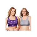 Plus Size Women's Wireless Sport Bra 2-Pack by Comfort Choice in Plum Burst Poppy Assorted (Size 2X)