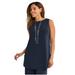 Plus Size Women's Stretch Knit Tunic Tank by The London Collection in Navy (Size 34/36) Wrinkle Resistant Stretch Knit Long Shirt