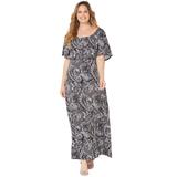 Plus Size Women's Meadow Crest Maxi Dress by Catherines in Black And White Paisley (Size 5X)