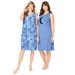 Plus Size Women's 2-Pack Sleeveless Sleepshirt by Dreams & Co. in French Blue Tie Dye Moon (Size 22/24) Nightgown