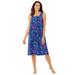 Plus Size Women's Print Sleeveless Square Neck Lounger by Dreams & Co. in Evening Blue Tie Dye (Size 1X)