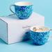 Lilly Pulitzer Kitchen | Lilly Pulitzer Ceramic Coffee Mugs (Set Of 2) | Color: Blue/Gold | Size: Os