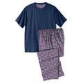 Men's Big & Tall Jersey Knit Plaid Pajama Set by KingSize in Navy Red Plaid (Size 4XL) Pajamas