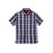 Men's Big & Tall Short-Sleeve Plaid Sport Shirt by KingSize in Deep Burgundy Plaid (Size 6XL)