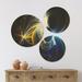 East Urban Home Designart 'Glowing Blue Yellow Plasma' Abstract Wood Wall Art Set Of 3 Circles Wood in Brown | 34 H x 44 W x 1 D in | Wayfair