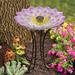 Hi-Line Gift Ltd. Glass Solar Lighted Birdbath Glass in Red | 18 H x 18 W x 18 D in | Wayfair 78415-O