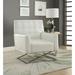 Accent Chair - Orren Ellis Accent Chair In White PU & Stainless Steel Faux Leather in Gray/White | 39 H x 34 W x 28 D in | Wayfair