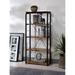 Jurgen Bookshelf with 4 Open Compartment (5 Wooden Shelves, Fixed), Faux Concrete & Silver