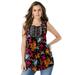 Plus Size Women's Angel Chiffon Blouse by Roaman's in Black Wildflower Print (Size 30 W) Top