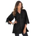 Plus Size Women's Juliet Lace Big Shirt by Roaman's in Black (Size 12 W) Long Shirt Blouse