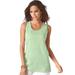 Plus Size Women's Scoopneck Tank by Roaman's in Green Mint (Size M) Top 100% Cotton Layering A-Shirt