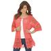 Plus Size Women's Scallop-Trim Crochet Cardigan by Roaman's in Sunset Coral (Size 1X)