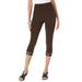 Plus Size Women's Lace-Trim Essential Stretch Capri Legging by Roaman's in Chocolate (Size 18/20)