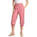 Plus Size Women's Drawstring Soft Knit Capri Pant by Roaman's in Desert Rose (Size 2X)