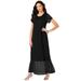 Plus Size Women's Mesh Detail Crewneck Dress by Roaman's in Black (Size 22 W)