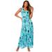 Plus Size Women's Sleeveless Crinkle Dress by Roaman's in Ocean Mixed Paisley (Size 38/40)