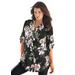 Plus Size Women's English Floral Big Shirt by Roaman's in Black Romantic Rose (Size 20 W) Button Down Tunic Shirt Blouse