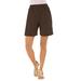 Plus Size Women's Soft Knit Short by Roaman's in Chocolate (Size 5X) Pull On Elastic Waist