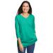 Plus Size Women's Perfect Three-Quarter Sleeve V-Neck Tee by Woman Within in Pretty Jade (Size 1X) Shirt