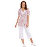 Plus Size Women's 2-Piece Tunic and Capri Set by Woman Within in White Multi Watercolor Floral (Size M)