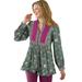 Plus Size Women's Button-Front Mixed Print Tunic by Woman Within in Pine Garden Floral (Size 2X)