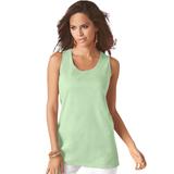 Plus Size Women's Scoopneck Tank by Roaman's in Green Mint (Size 5X) Top 100% Cotton Layering A-Shirt