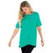 Plus Size Women's Perfect Cuffed Elbow-Sleeve Boat-Neck Tee by Woman Within in Pretty Jade (Size 5X) Shirt