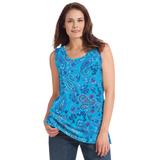 Plus Size Women's Perfect Printed Scoopneck Tank by Woman Within in Pretty Turquoise Paisley (Size 22/24) Top