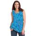 Plus Size Women's Perfect Printed Scoopneck Tank by Woman Within in Pretty Turquoise Paisley (Size 22/24) Top