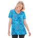 Plus Size Women's Perfect Printed Short-Sleeve V-Neck Tee by Woman Within in Pretty Turquoise Paisley (Size 3X) Shirt