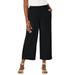 Plus Size Women's Wide Leg Linen Crop Pant by Jessica London in Black (Size 28 W)