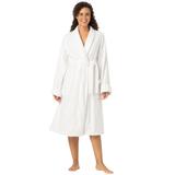 Plus Size Women's Short Terry Robe by Dreams & Co. in White (Size 1X)