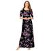 Plus Size Women's Ultrasmooth® Fabric Cold-Shoulder Maxi Dress by Roaman's in Purple Rose Floral (Size 38/40) Long Stretch Jersey