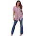 Plus Size Women's Seersucker Big Shirt by Roaman's in Purple Seersucker Stripe (Size 34 W)